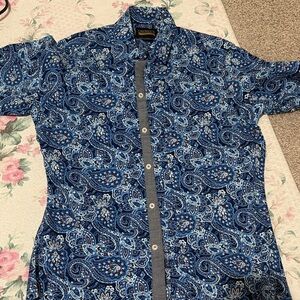 Blue Paisley Button Down Shirt